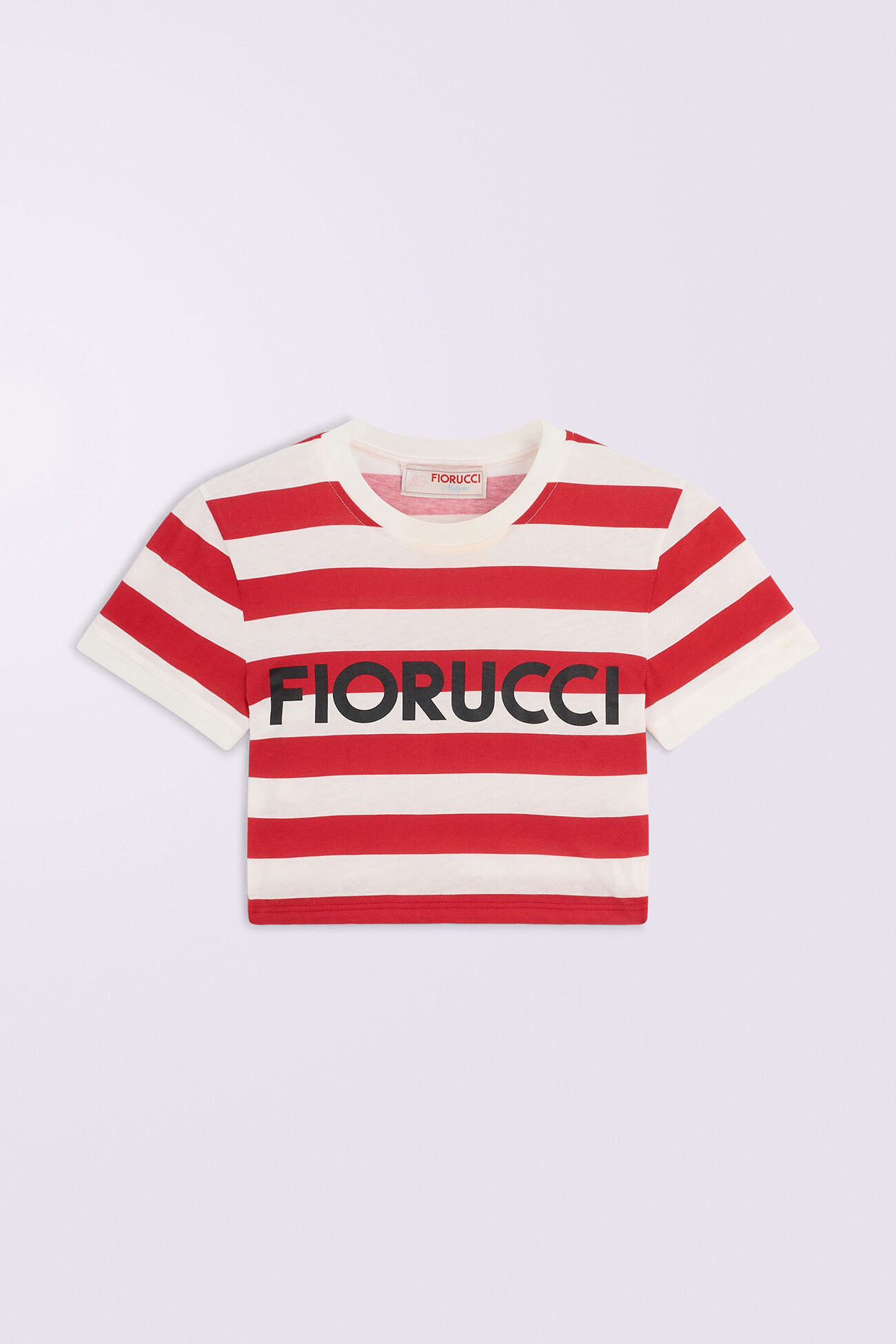 Striped Logo Cropped Baby T-Shirt Red